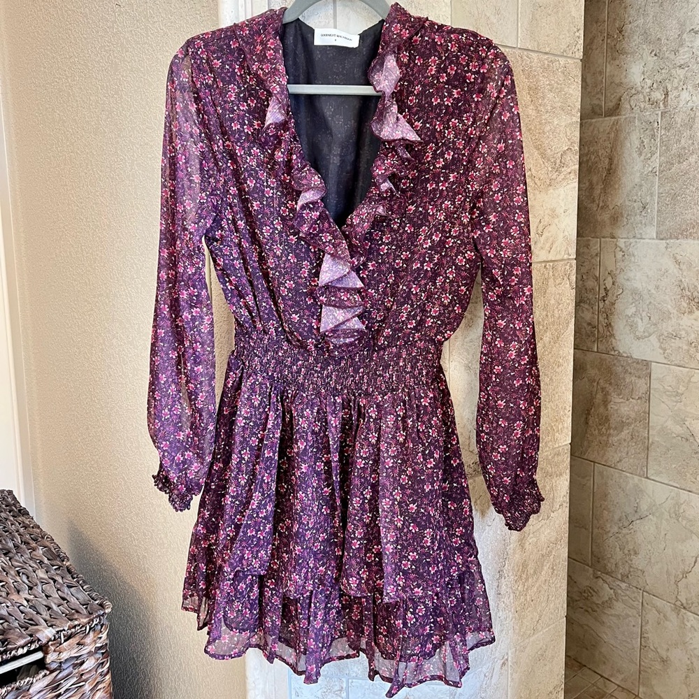 Floral Print V-Neck Mini Dress